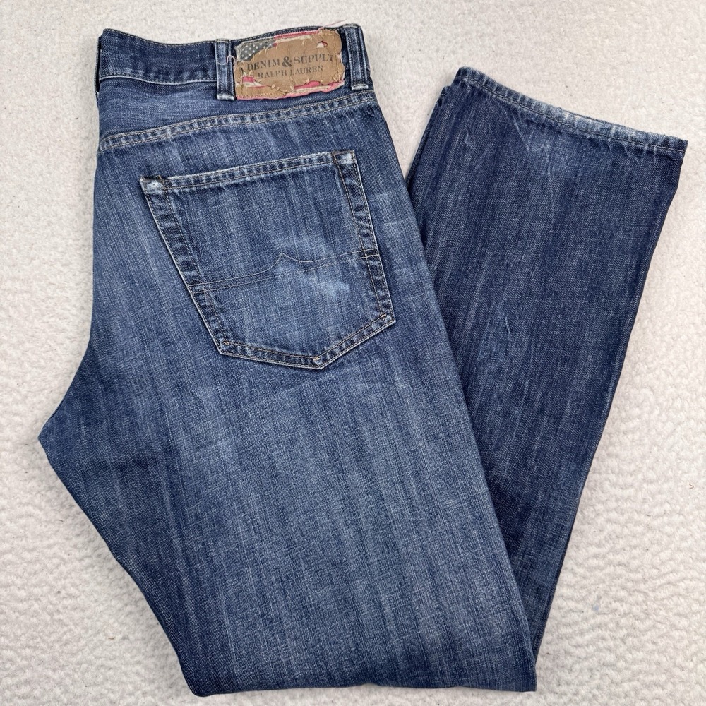 Denim & Supply Ralph Lauren Jeans Men's 38x34 1967 Straight Blue USA Flag Cotton